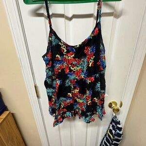 Torrid Black Floral Tank Top